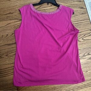Calvin Klein Magenta Tank Top with Studded Neckline